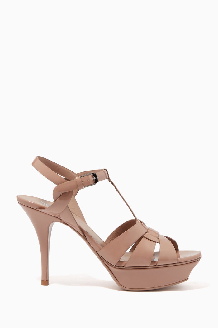 Tribute 105 Platform Sandals in Patent Leather, Neutral