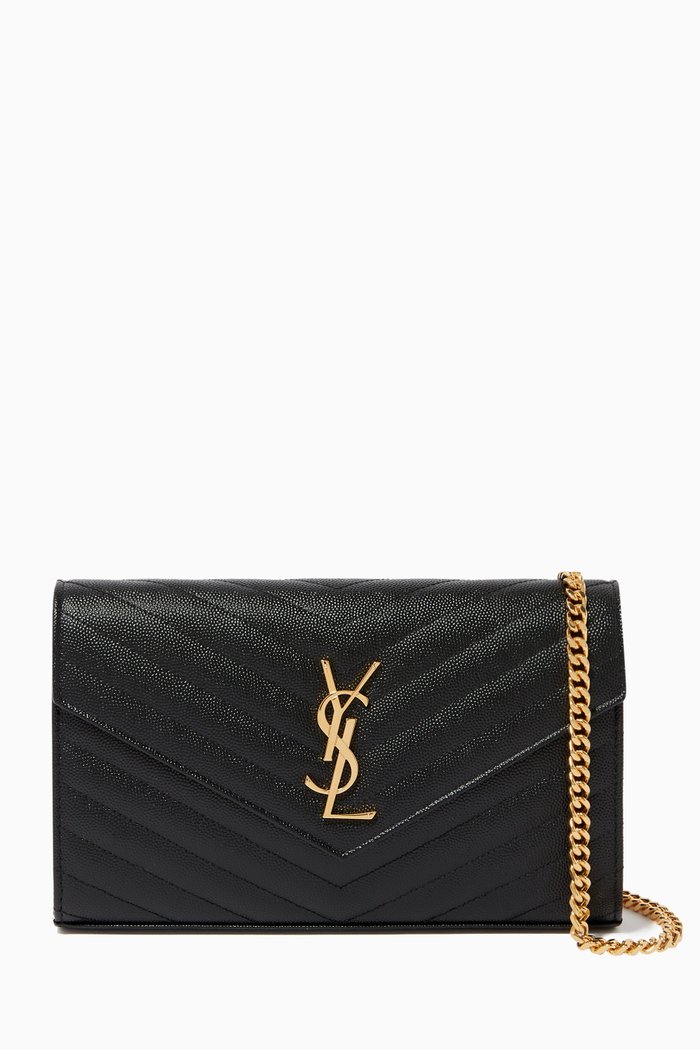 

Cassandre Chain Wallet in Matelassé Leather, Black
