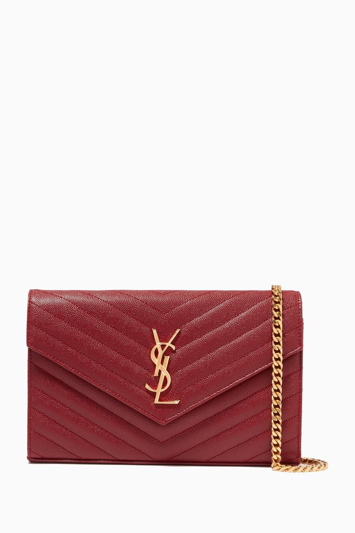 

Cassandre Chain Wallet in Matelassé Leather, Red
