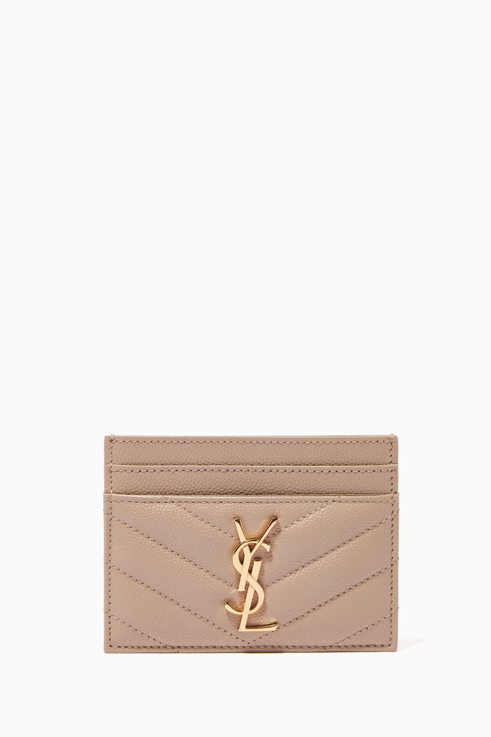 

Cassandre Card Case in Matelassé Leather, Neutral