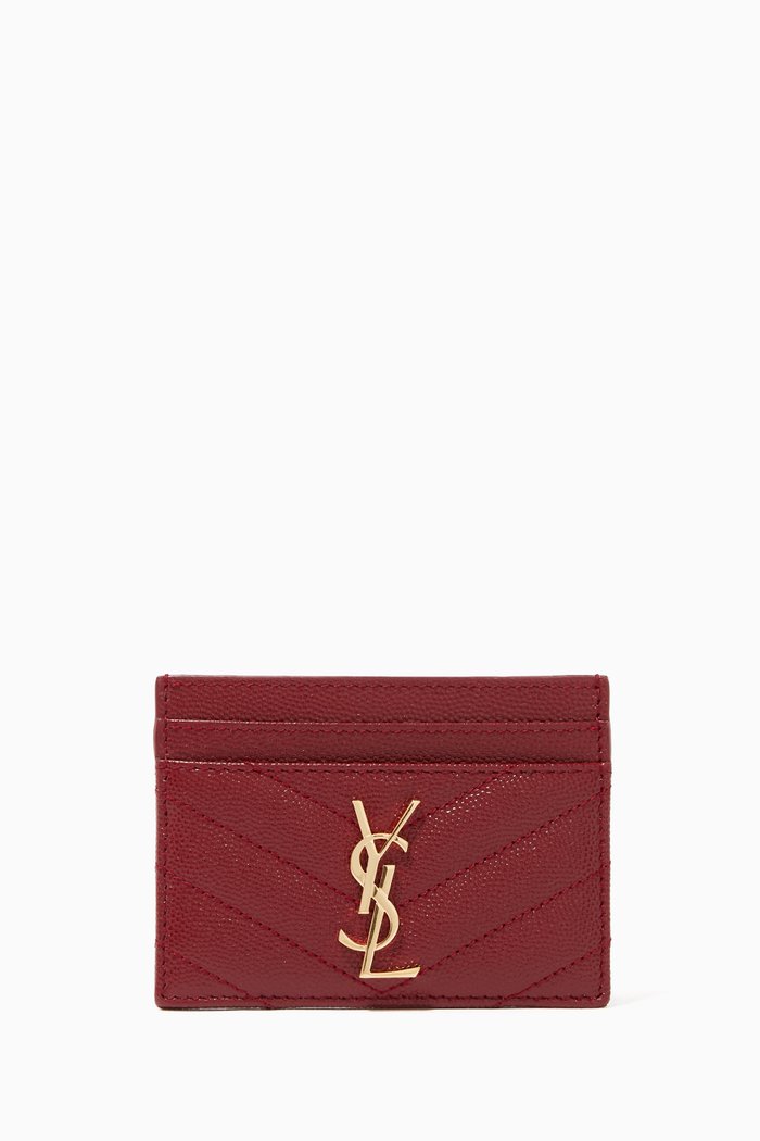 

Cassandre Card Case in Matelassé Leather, Red
