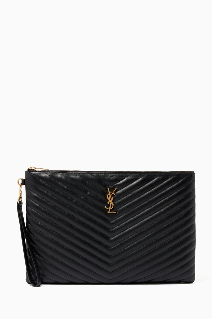 

Cassandre Document Holder in Matelassé Leather, Black