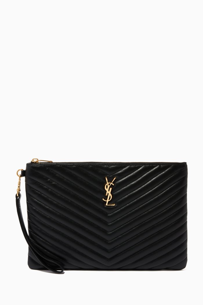 

Cassandre Tablet Pouch in Matelassé Leather, Black