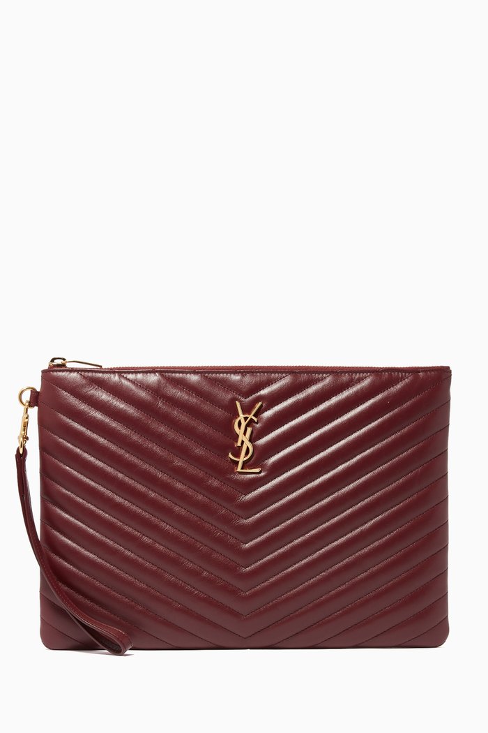 

Monogram Tablet Pouch in Quilted Leather, Burgundy