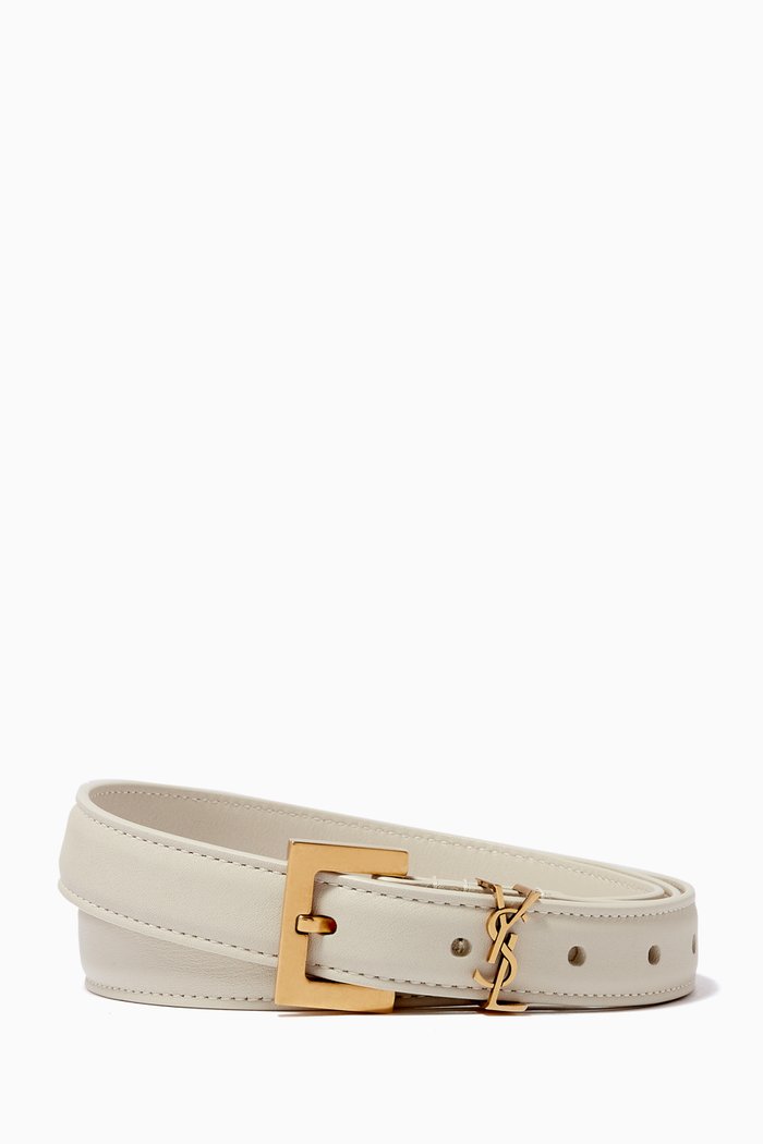

Monogram Narrow Belt in Leather, Neutral