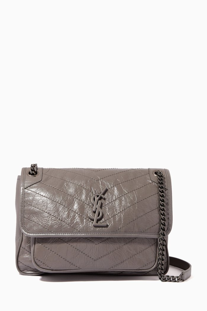 

Medium Niki Bag in Crinkled Vintage Leather, Grey