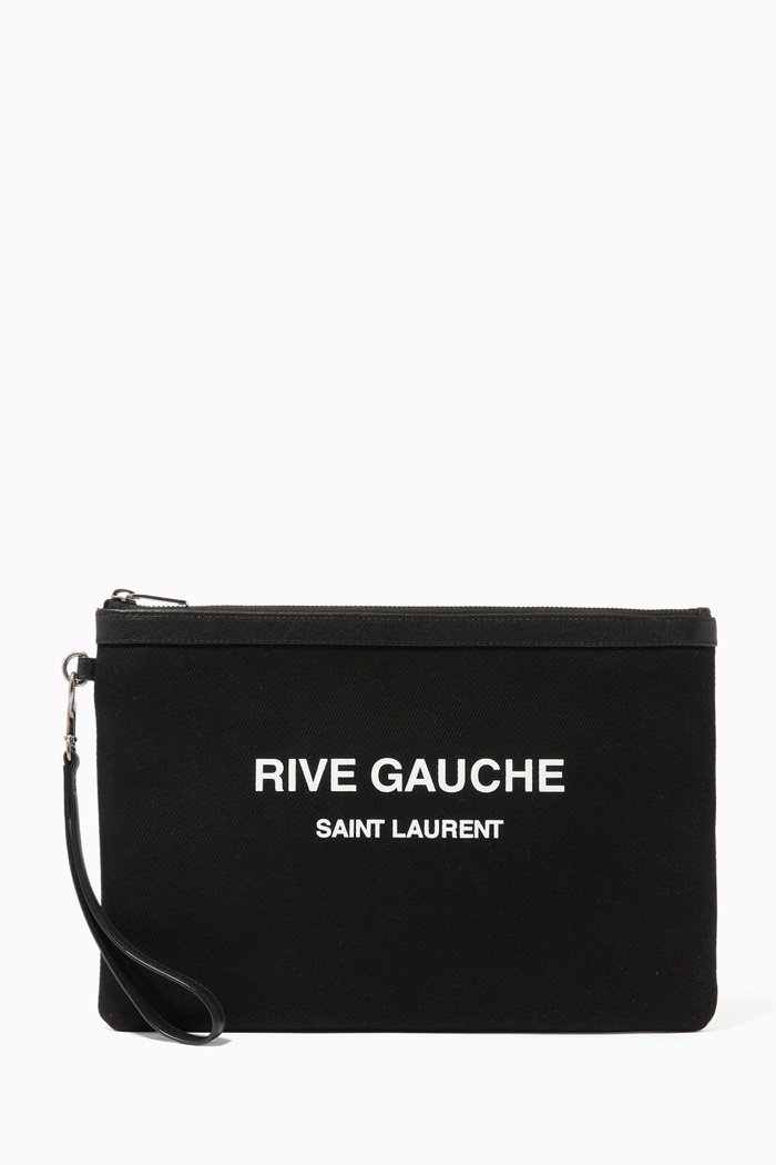 

RIve Gauche Zip Pouch in Bias Canvas, Black