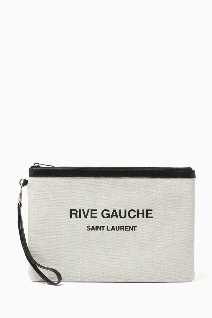 

RIve Gauche Zip Pouch in Linen Canvas, Neutral