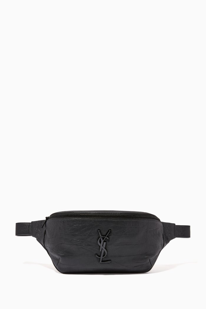 

Classic Monogram Belt Bag in Crocodile Embossed Leather, Black