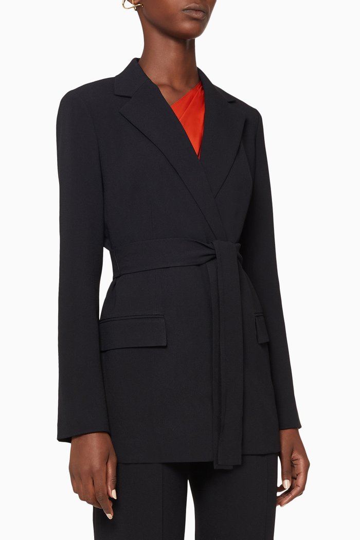 

Crepe Belted Blazer, Black