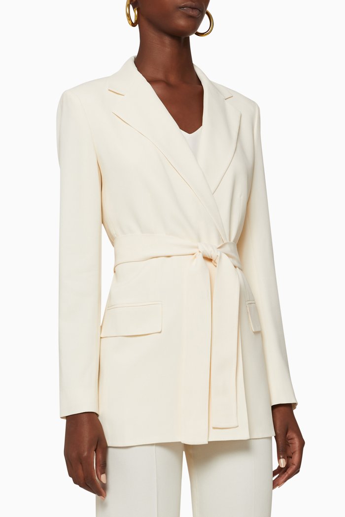 

Crepe Belted Blazer, Neutral