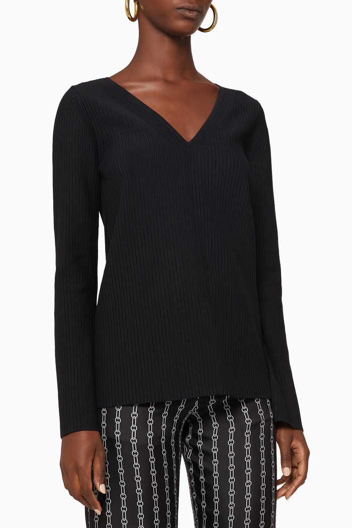 

Pleated Rib Pullover, Black