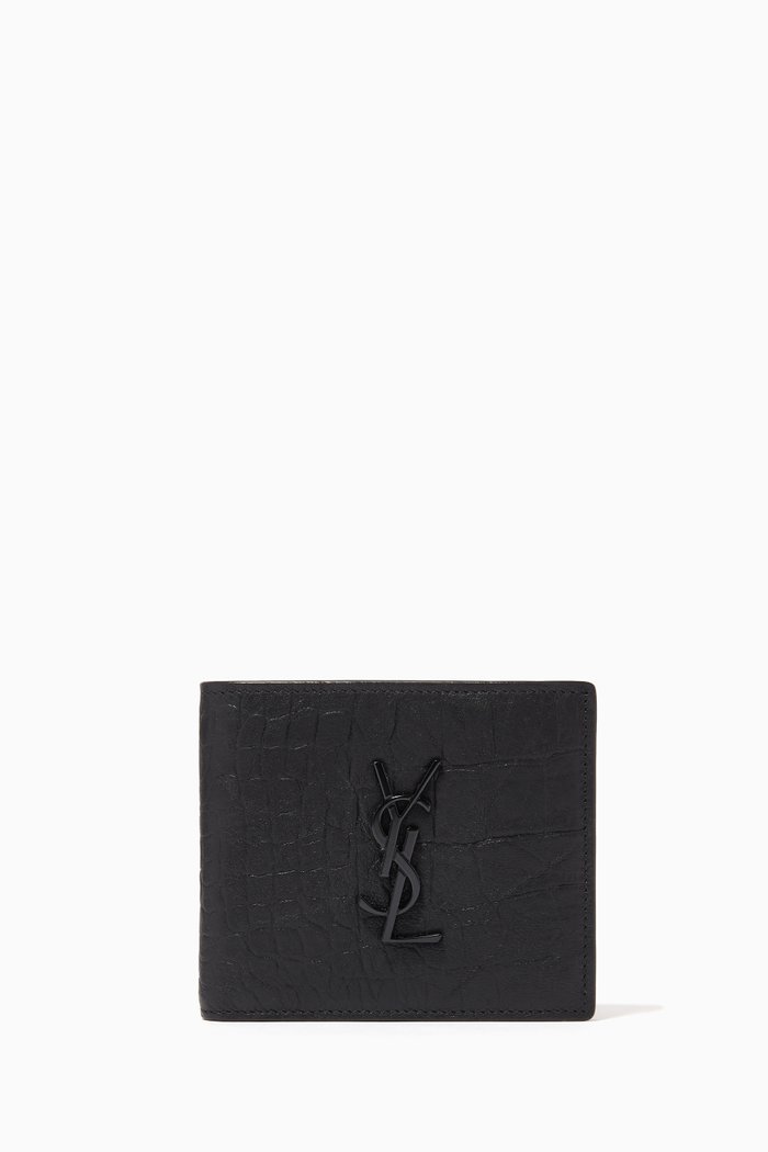 

Monogram East/West Wallet in Crocodile Embossed Leather, Black