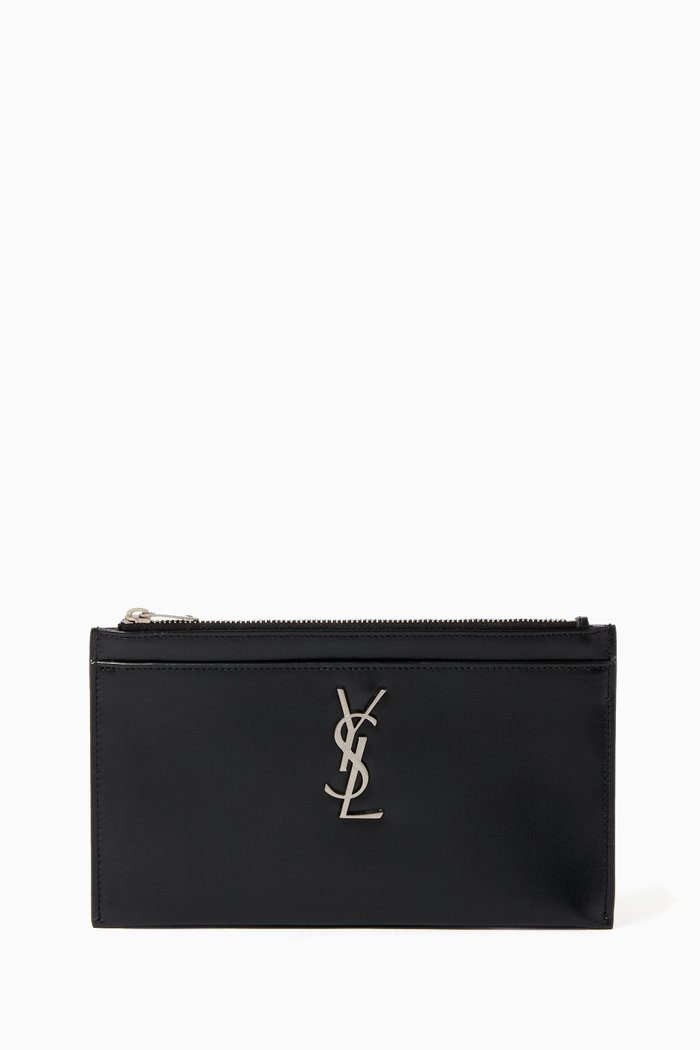 Monogram Bill Pouch in Smooth Leather, Black
