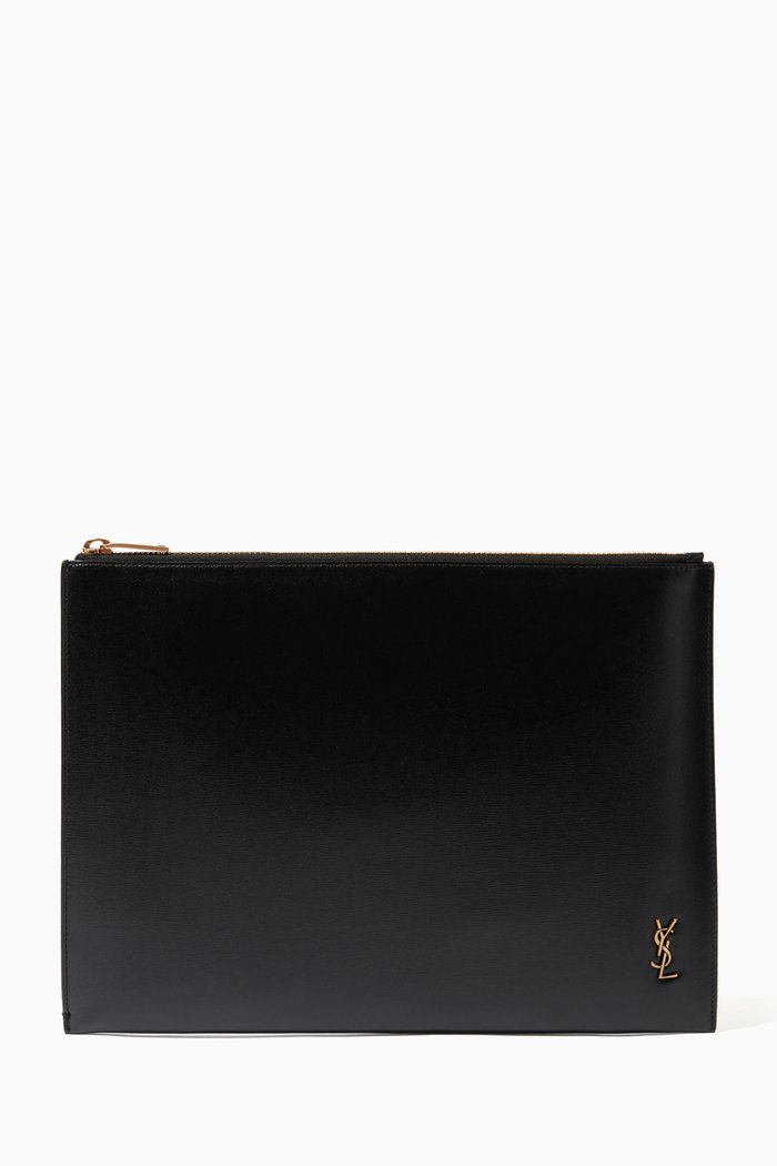 

Tiny Monogram Tablet Holder in Shiny Leather, Black