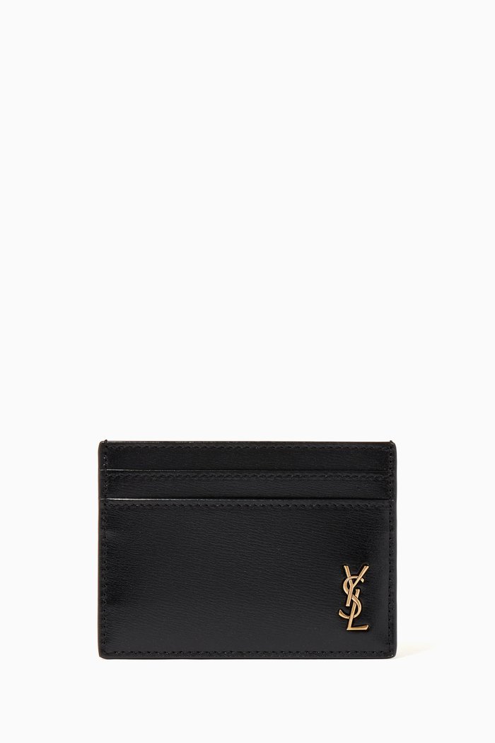 

Tiny Monogram Card Case in Shiny Leather, Black