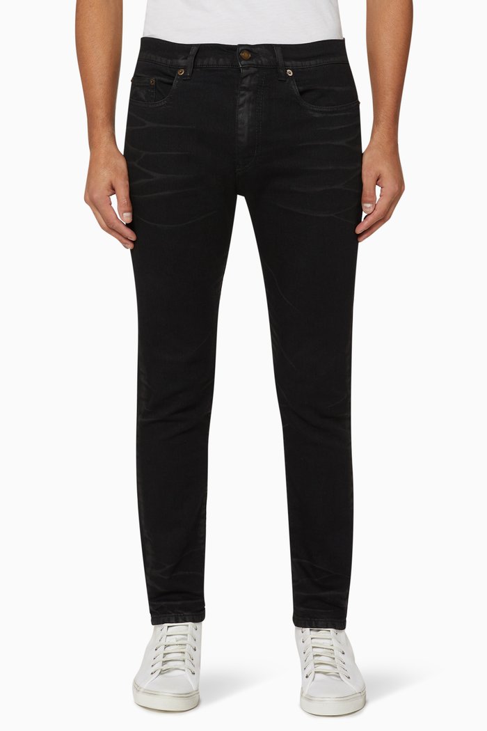 

Cropped Mid-Rise Skinny Jeans in Stretch Denim, Black
