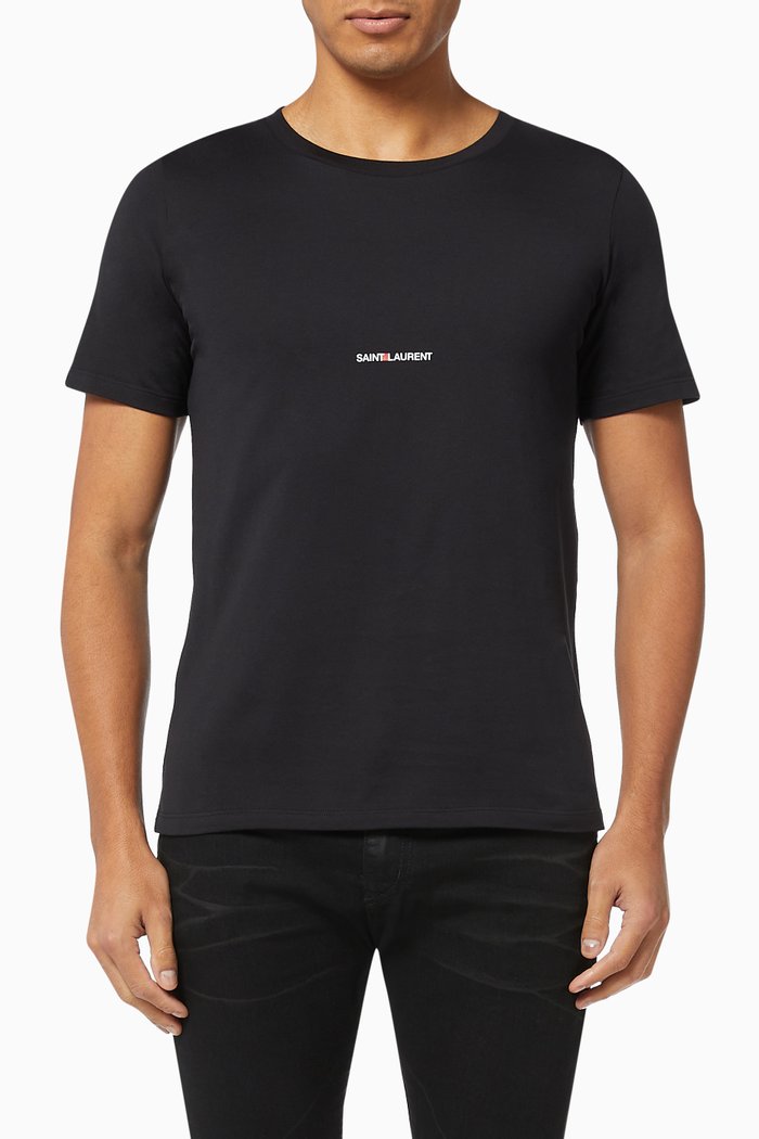 

SAINT LAURENT Print T-Shirt in Jersey, Black