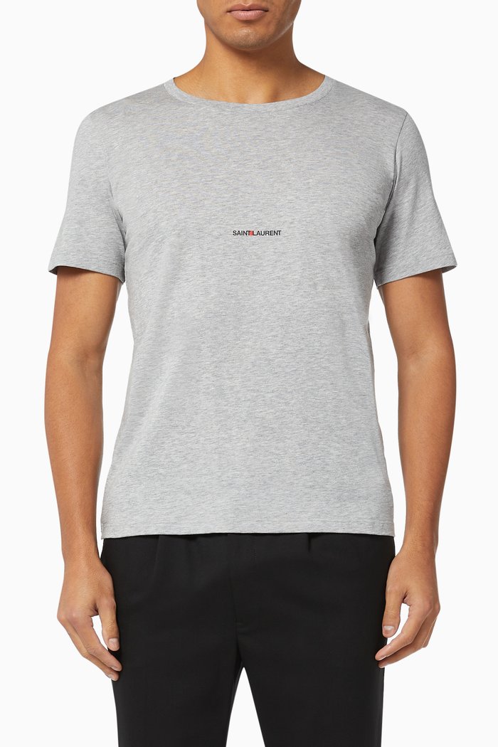 SAINT LAURENT Print T-Shirt in Jersey, Grey