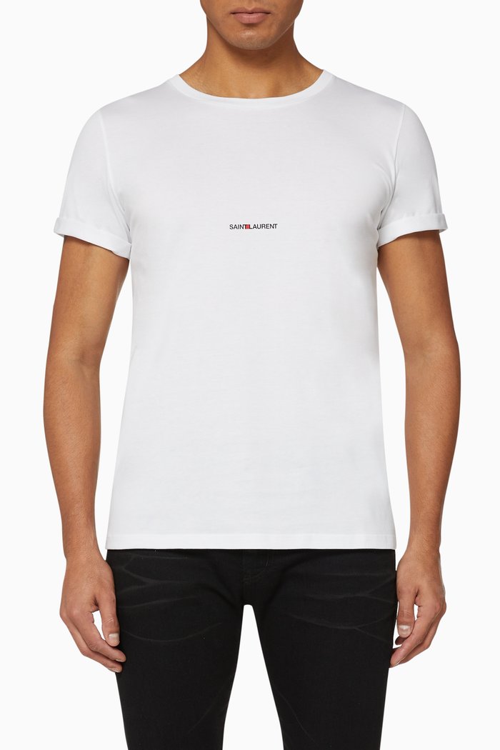 

SAINT LAURENT Print T-Shirt in Jersey, White