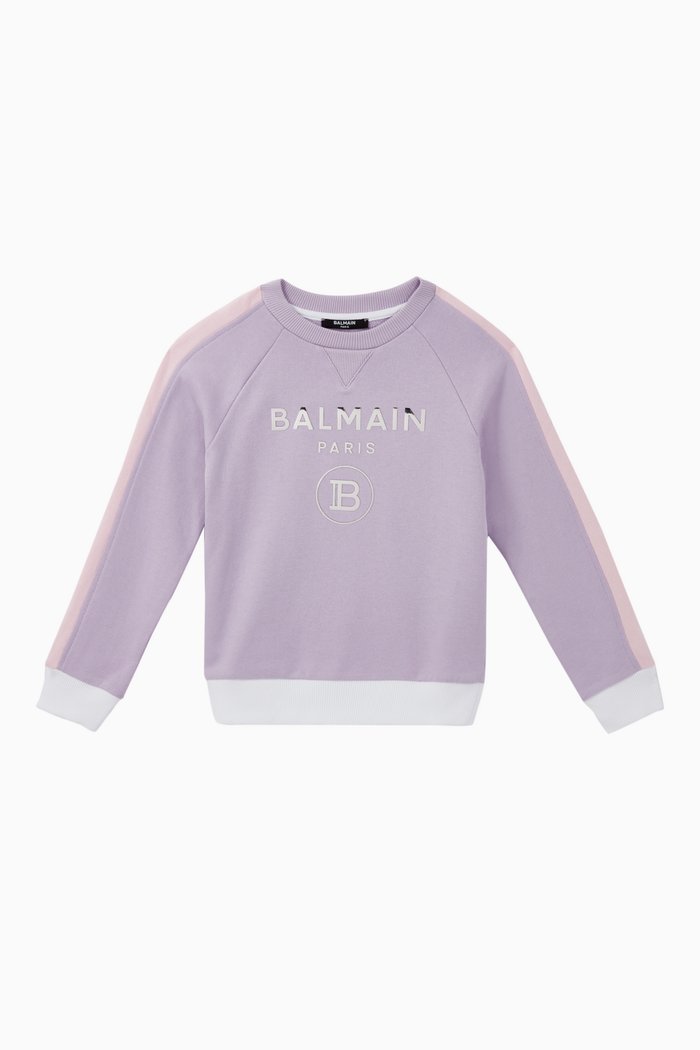

Metallic Logo Cotton Sweatshirt, Purple