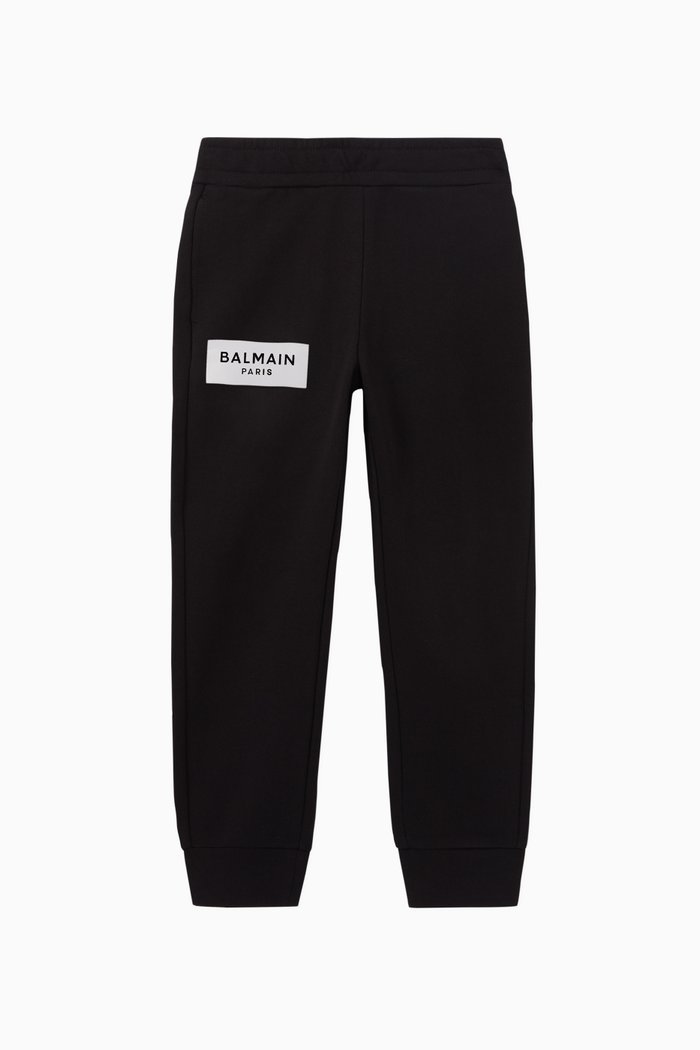 

Metallic Logo Cotton Sweatpants, Black