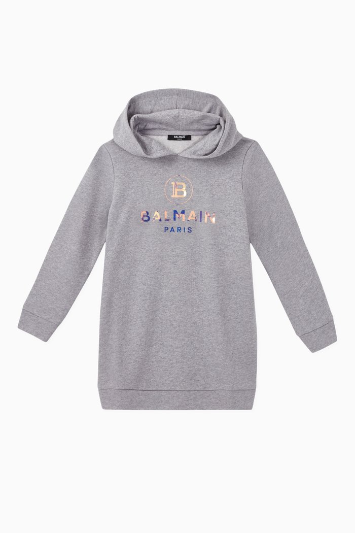 

Logo Hooded Sweatshirt Dress, Grey