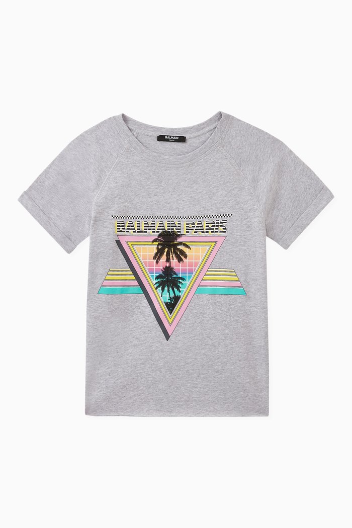 Tropical Print Jersey T-Shirt, Grey