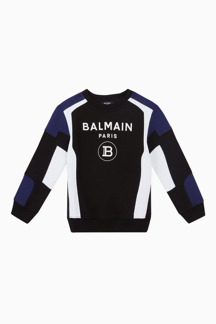 

Logo Paneled Cotton Sweatshirt, Black