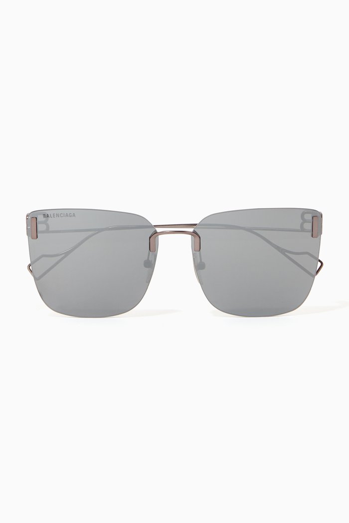 

Oversized Square Mirror Sunglasses in Metal, Silver
