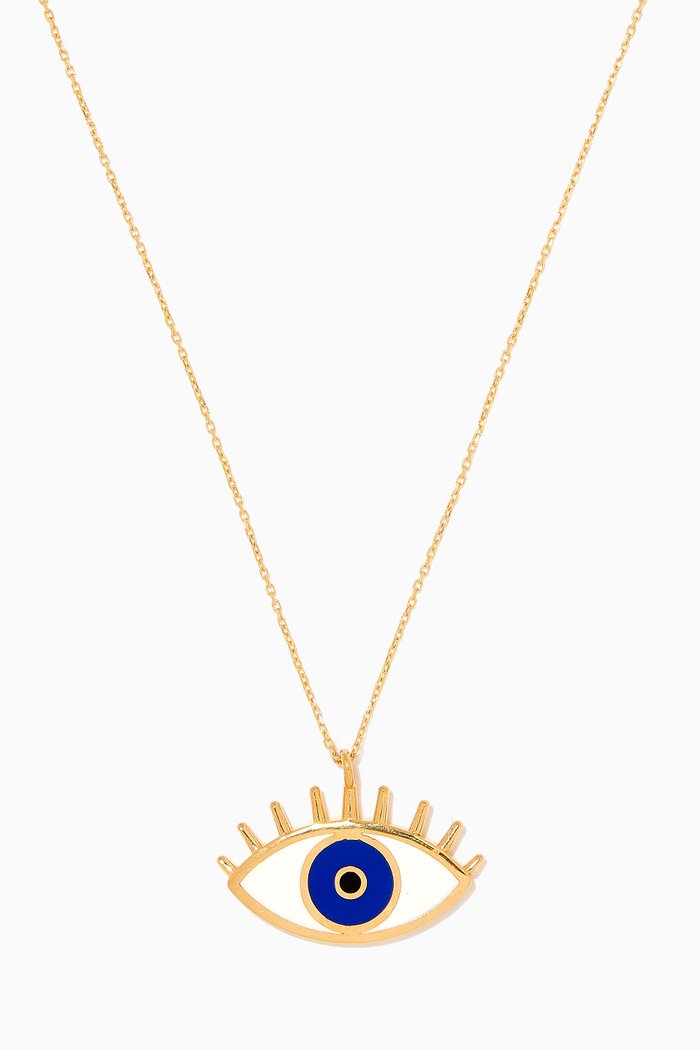 

Enamel Evil Eye Pendant Necklace, Blue