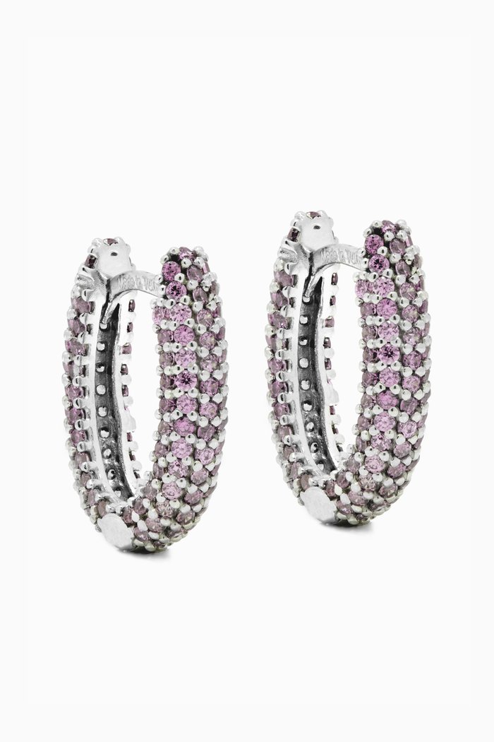 

Hug Me Hoop Earrings in 24k Gold Plated Sterling Silver, Pink