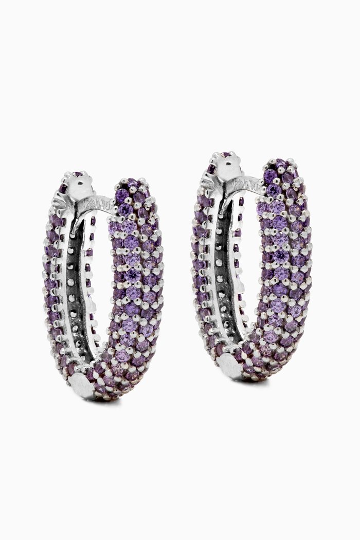 

Hug Me Hoop Earrings in 24k Gold Plated Sterling Silver, Purple