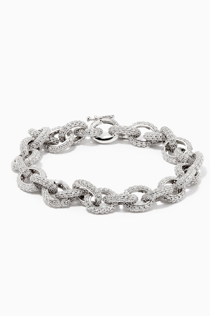 

Cubic Zirconia Chain Bracelet, Silver