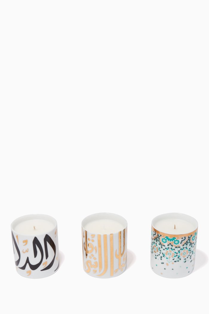 

Diwani/Ghida/Fairuz Scented Candles, Set of 3, Multicolour