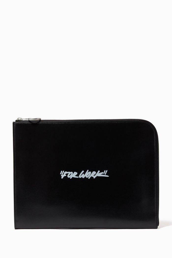 

"FOR WORK" Document Holder in Leather, Black