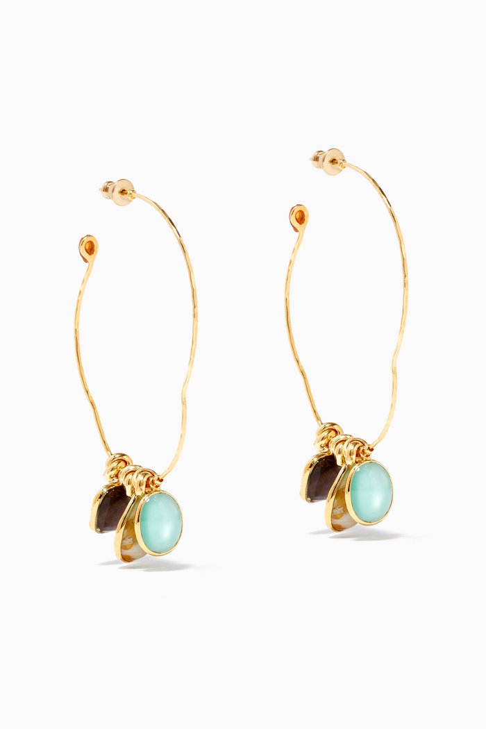 

Honore Glass Stone Hoop Earrings, Blue