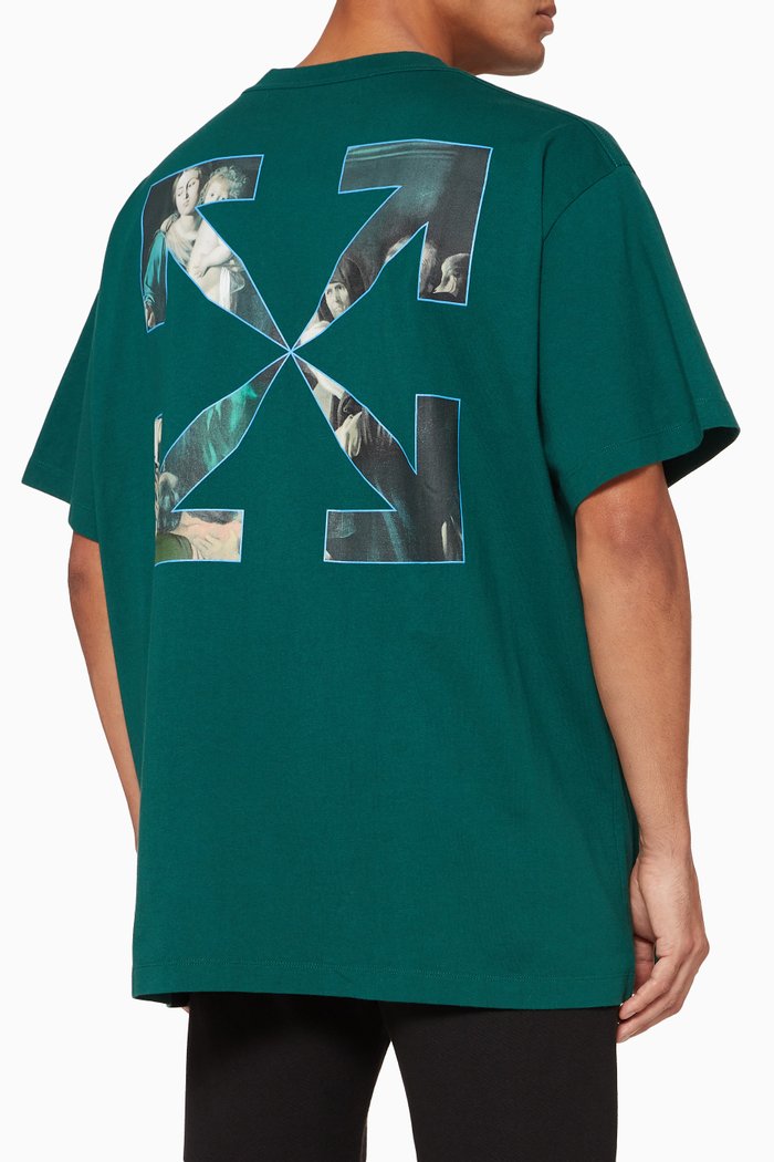 Caravaggio Painting Oversized Cotton T-Shirt, Green