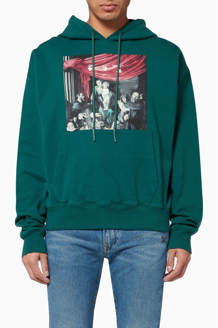 

Caravaggio Painting Oversized Cotton Hoodie, Green
