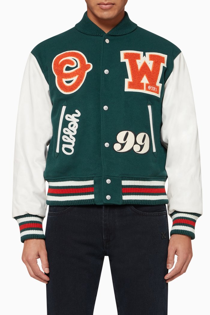 

Barrel Leather Varsity Jacket, Green