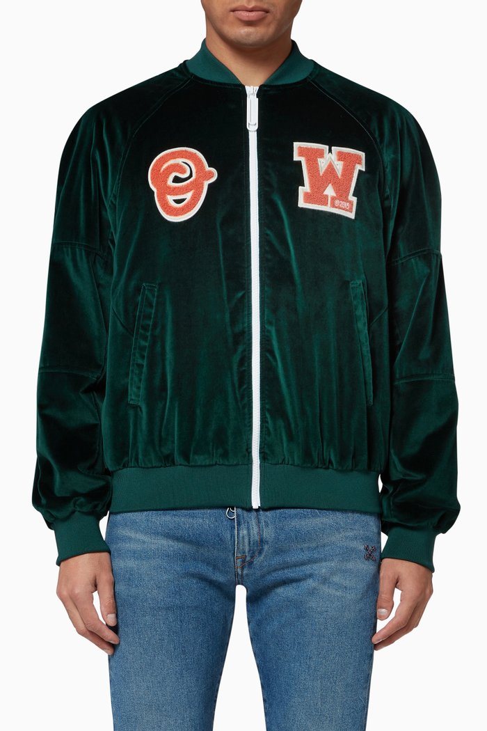 

Barrel Velvet Zipped Jacket, Green