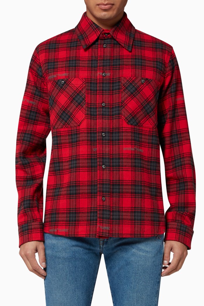 

Stencil Flannel Check Shirt, Red