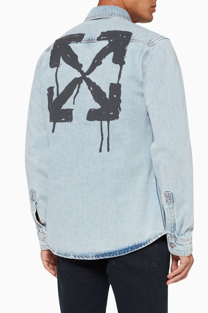 

Stencil Bleached Denim Shirt, Blue