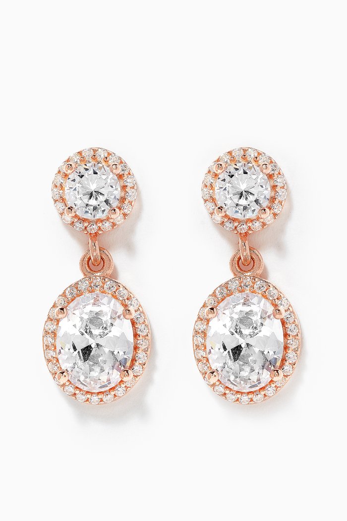 Drop Earrings in Sterling Silver, Rose gold