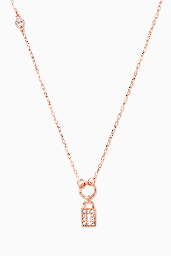 

Lock & Key Pendant Necklace, Rose gold