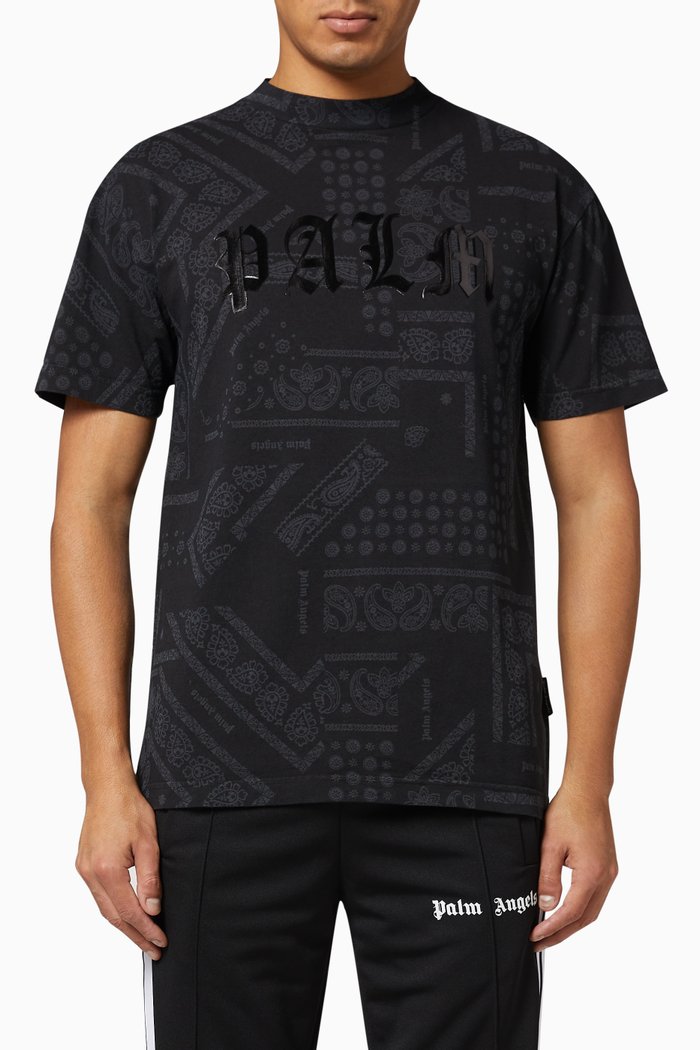 

Bandana Print Logo Cotton T-Shirt, Black