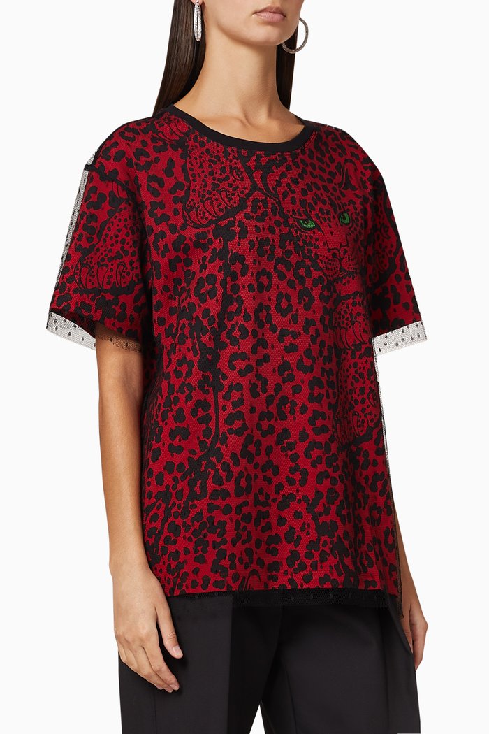 Tiger Print Top, Red