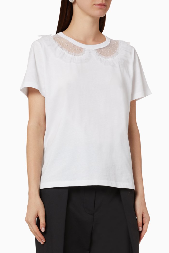 

Mesh Cotton T-Shirt, White