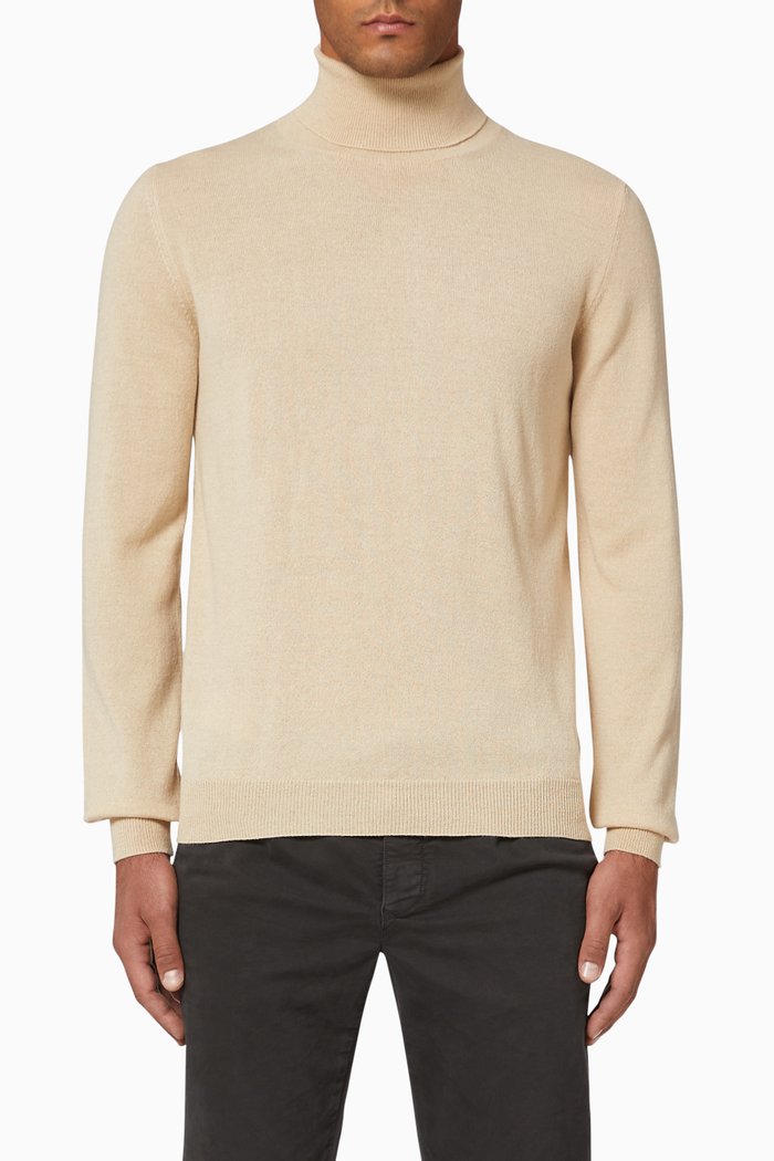 

Wool & Cashmere Turtleneck Sweater, Neutral