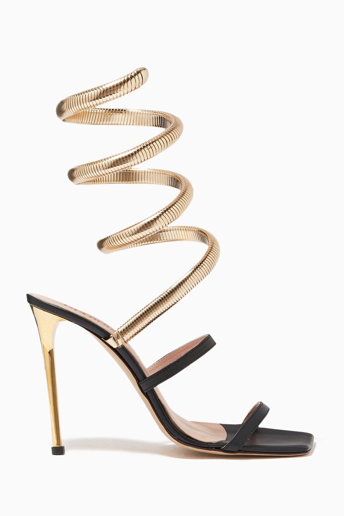 

Luce 110 Ankle Wrap Sandals in Leather, Black